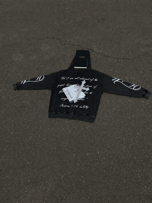Black Oversized Distressed Boxy Fit Hoodie