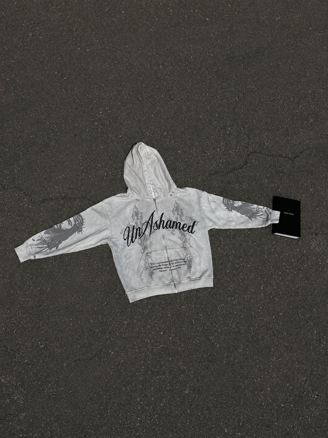 White Oversized Distressed Boxy Fit Hoodie